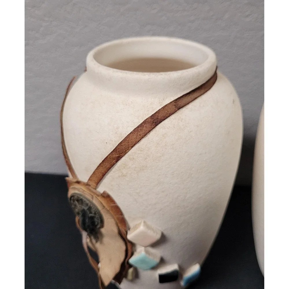 Vintage Southwestern-style Ceramic Vases Contemporary Decorative Art Read As Is